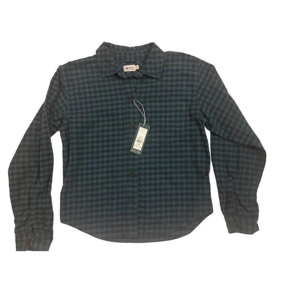NWT Alpine‎ Design Green Navy Checkered Flannel Long Sleeve Button Up Shirt XS